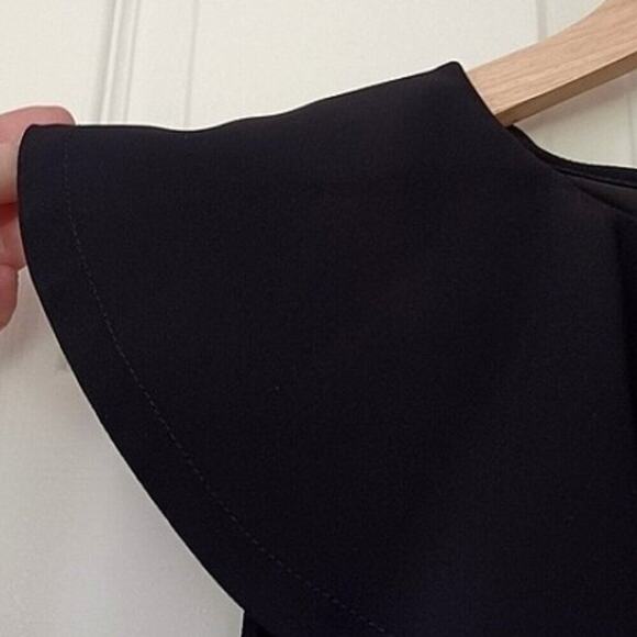 Amanda Uprichard Black Mini Shift Dress Size S Ruffle Detail - Picture 5 of 9